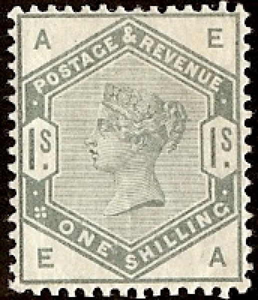 SG.196 1/- dull green letters 'EA' SG.196 1/- dull green letters 'EA'