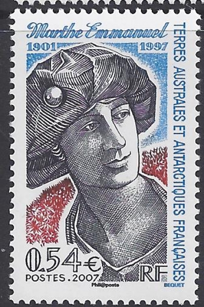 2007 French Antarctic. SG.573 Marthe Emmanuel (writer) Commemoration. U/M (MNH) 2007 French Antarctic. SG.573 Marthe Emmanuel (writer) Commemoration. U/M (MNH)