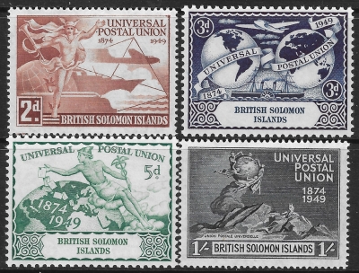 1949 British Solomon Islands SG.77-80 Universal Postal Union set 4 values U/M (MNH) 1949 British Solomon Islands SG.77-80 Universal Postal Union set 4 values U/M (MNH)