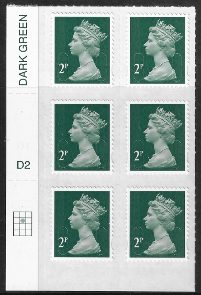 U2921 2p 2B deep green M17L cyld. D2 grid position R2 C2 DLR U/M (MNH) U2921 2p 2B deep green M17L cyld. D2 grid position R2 C2 DLR U/M (MNH)