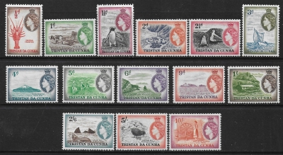 1954 Tristan Da Cunha. SG.14-27 QEII definitives set of 14 values U/M (MNH) 1954 Tristan Da Cunha. SG.14-27 QEII definitives set of 14 values U/M (MNH)