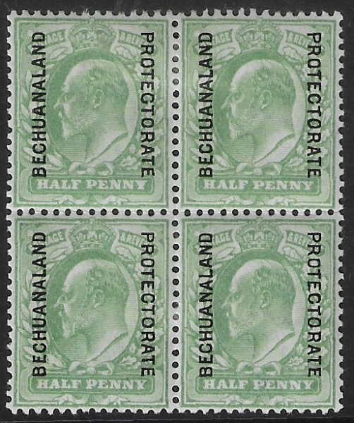 SG.67 Bechuanaland Protectorate ½d yellowish-green (block of 4). U/M x 2 M/M x 2. SG.67 Bechuanaland Protectorate ½d yellowish-green (block of 4). U/M x 2 M/M x 2.