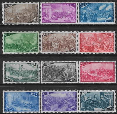 1948 Italy - SG.706-17 Cent. 1848 Revolution. set 12 values. U/M (MNH). 1948 Italy - SG.706-17 Cent. 1848 Revolution. set 12 values. U/M (MNH).