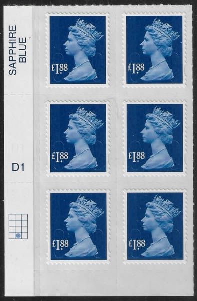 U2953 £1.88 blue MA13 cyld. D1 grid position R4 C2 SBP plain DLR U/M (MNH) U2953 £1.88 blue MA13 cyld. D1 grid position R4 C2 SBP plain DLR U/M (MNH)
