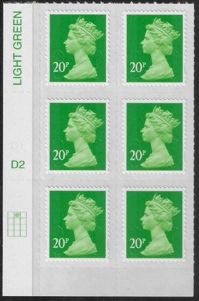 U2924 20p Green MA13 Cyld. D2 grid position R1 C2 DLR U/M (MNH) U2924 20p Green MA13 Cyld. D2 grid position R1 C2 DLR U/M (MNH)