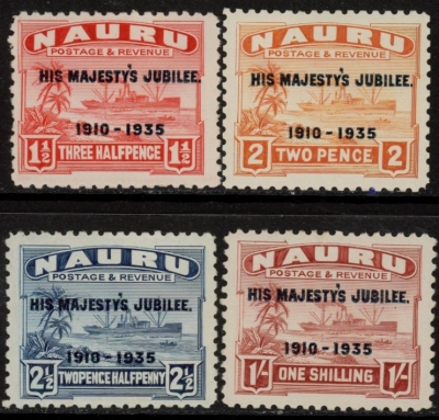 1935 Nauru SG.40-3 Silver Jubilee set 4 values mounted mint. 1935 Nauru SG.40-3 Silver Jubilee set 4 values mounted mint.