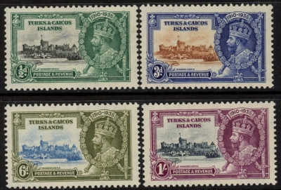 1935 Turks & Caicos SG.187-90 KGV 1935 Silver Jubilee mounted mint. 1935 Turks & Caicos SG.187-90 KGV 1935 Silver Jubilee mounted mint.