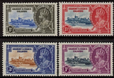 1935 Gilbert & Ellice Islands SG.36-9 Silver Jubilee set 4 values mounted mint. 1935 Gilbert & Ellice Islands SG.36-9 Silver Jubilee set 4 values mounted mint.