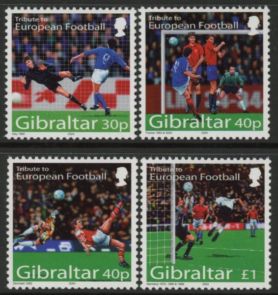 2004 Gibraltar SG.1083-6 European Football Set of 4 values U/M (MNH) 2004 Gibraltar SG.1083-6 European Football Set of 4 values U/M (MNH)