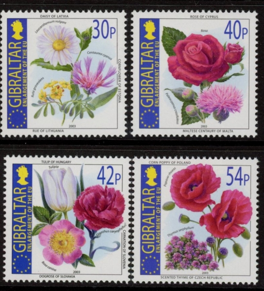 2003 Gibraltar SG.1062-5 Enlargemen of the EU set of 4 values U/M (MNH) 2003 Gibraltar SG.1062-5 Enlargemen of the EU set of 4 values U/M (MNH)
