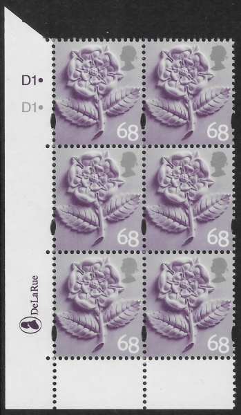 EN 5 68p Tudor Rose 2B cyld. D1 D1 Dot Phos D1 DLR U/M (MNH) EN 5 68p Tudor Rose 2B cyld. D1 D1 Dot Phos D1 DLR U/M (MNH)