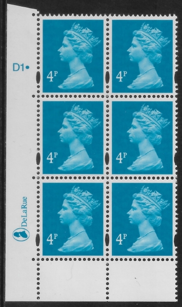 Y1669 (U132F) 4p new blue. 2B DLR Cyl. D1dot blue fluor PVA bluish. U/M (MNH) Y1669 (U132F) 4p new blue. 2B DLR Cyl. D1dot blue fluor PVA bluish. U/M (MNH)