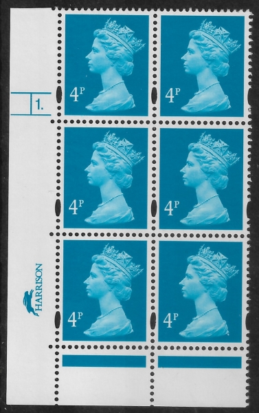 Y1669 (U132E) 4p new blue 2B Harr/DLR Cyl. 1 dot Phos 47 blue fluor PVA (bluish).U/M (MNH) Y1669 (U132E) 4p new blue 2B Harr/DLR Cyl. 1 dot Phos 47 blue fluor PVA (bluish).U/M (MNH)