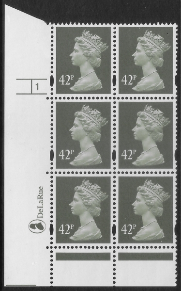Y1715 (U395) 42p deep olive-grey 2B DLR. Cyl.1 phos 47 no dot. blue fluor U/M (MNH) Y1715 (U395) 42p deep olive-grey 2B DLR. Cyl.1 phos 47 no dot. blue fluor U/M (MNH)