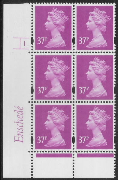Y1703 (U361) 37p bright mauve. 2B Enschedé Cyl. 1 dot PVA.(white) blue fluor.U/M (MNH) Y1703 (U361) 37p bright mauve. 2B Enschedé Cyl. 1 dot PVA.(white) blue fluor.U/M (MNH)