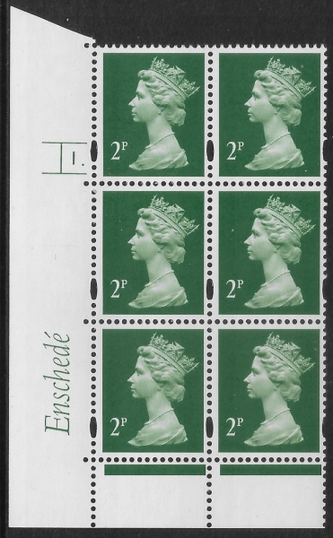 Y1668 (U85A) 2p deep green. 2B Enschedé. 2mm varnished bands PVA buish Cyld. 1dot. yellow fluor U/M (MNH) Y1668 (U85A) 2p deep green. 2B Enschedé. 2mm varnished bands PVA buish Cyld. 1dot. yellow fluor U/M (MNH)