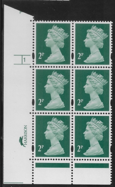 Y1668 (U85D) 2p TIII deep green. 2B Harrison. PVA bluish Cyld.1 no dot phos 45. blue fluor U/M (MNH) Y1668 (U85D) 2p TIII deep green. 2B Harrison. PVA bluish Cyld.1 no dot phos 45. blue fluor U/M (MNH)