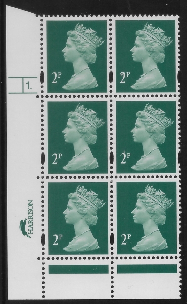 Y1668 (U85D) 2p TIII deep green. 2B Harrison. PVA bluish Cyld.1 dot phos 47. blue fluor U/M (MNH) Y1668 (U85D) 2p TIII deep green. 2B Harrison. PVA bluish Cyld.1 dot phos 47. blue fluor U/M (MNH)