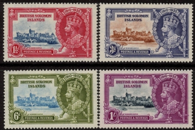 1935 British Solomon SG53-6 KGV Silver Jubilee set mounted mint. Cat. value £35.00 1935 British Solomon SG53-6 KGV Silver Jubilee set mounted mint. Cat. value £35.00