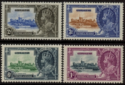 1935 Gibraltar- SG.114-7 KGV Silver Jubilee set mounted mint. Cat. value £14.00 1935 Gibraltar- SG.114-7 KGV Silver Jubilee set mounted mint. Cat. value £14.00