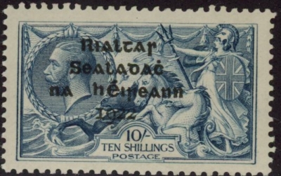 1922 Ireland  SG.21  10/- dull grey-blue 4 line overprint in black by Dollard. U/M (MNH) 1922 Ireland  SG.21  10/- dull grey-blue 4 line overprint in black by Dollard. U/M (MNH)
