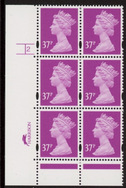 Y1703 (U363) 37p bright mauve. 2B Harrison. Cyl. no 2 dot Phos.45. blue fluor.U/M (MNH) Y1703 (U363) 37p bright mauve. 2B Harrison. Cyl. no 2 dot Phos.45. blue fluor.U/M (MNH)