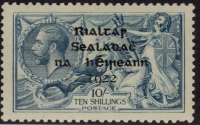 1922 Ireland  SG.46  10/- dull grey-blue 4 line overprint in black by Thom. M/M 1922 Ireland  SG.46  10/- dull grey-blue 4 line overprint in black by Thom. M/M