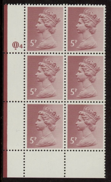 X1004 (UG17B) Questa 5p claret Perf 14 . FCP Cyld. Q4 perf U/M (MNH) X1004 (UG17B) Questa 5p claret Perf 14 . FCP Cyld. Q4 perf U/M (MNH)