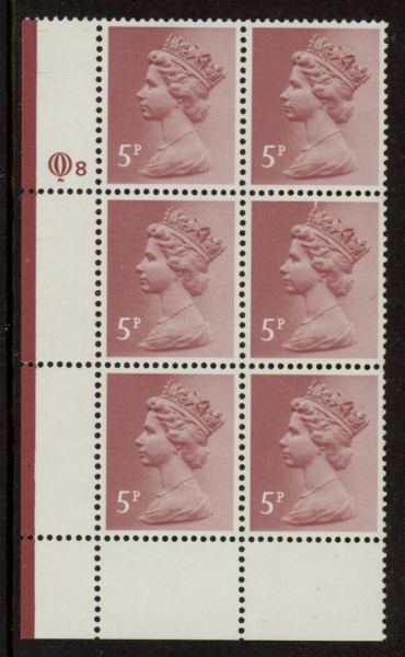 X1004a (UG18) Questa 5p claret Perf 15x14 . FCP Cyld. Q8 perf.U/M (MNH) X1004a (UG18) Questa 5p claret Perf 15x14 . FCP Cyld. Q8 perf.U/M (MNH)