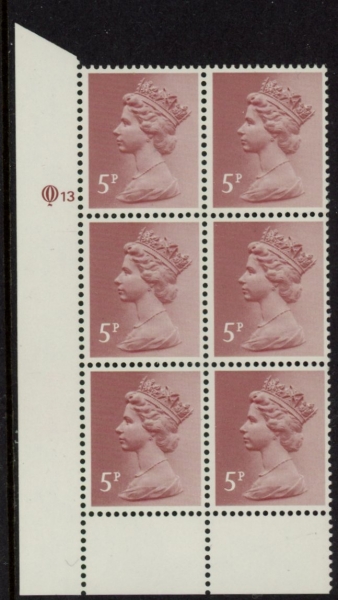 X1004a (UG19) Questa 5p claret Perf 15x14 . ACP Cyld. Q13 Imp. U/M (MNH) X1004a (UG19) Questa 5p claret Perf 15x14 . ACP Cyld. Q13 Imp. U/M (MNH)