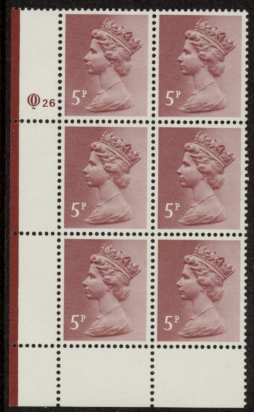 X1004a (UG19) Questa 5p claret Perf 15x14 . ACP Cyld. Q26 perf. U/M (MNH) X1004a (UG19) Questa 5p claret Perf 15x14 . ACP Cyld. Q26 perf. U/M (MNH)