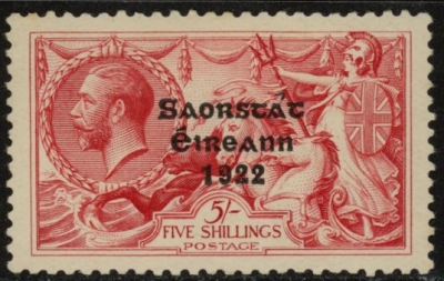 1927 KGV. SG87a  5/- rose-carmine. Circumflex accent over 'A' mounted mint. 1927 KGV. SG87a  5/- rose-carmine. Circumflex accent over 'A' mounted mint.