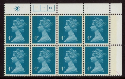 X996 (UG12) Waddington 4p greenish blue Cyld. 2,1 phos1 no dot. U/M (MNH) X996 (UG12) Waddington 4p greenish blue Cyld. 2,1 phos1 no dot. U/M (MNH)