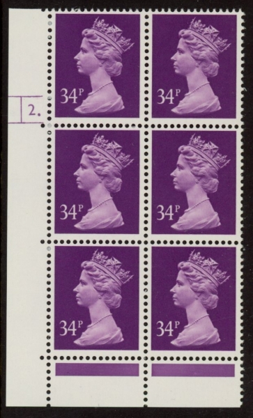 U342 (x987) Harrison 34p deep mauve phos.(ACP) perf RE Cyld. 2 dot U/M (MNH) U342 (x987) Harrison 34p deep mauve phos.(ACP) perf RE Cyld. 2 dot U/M (MNH)