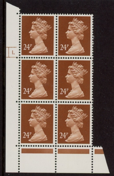 U287 (x969) Harrison 24p chestnut phos.(ACP) perf RE Cyld. 1 dot U/M (MNH) U287 (x969) Harrison 24p chestnut phos.(ACP) perf RE Cyld. 1 dot U/M (MNH)