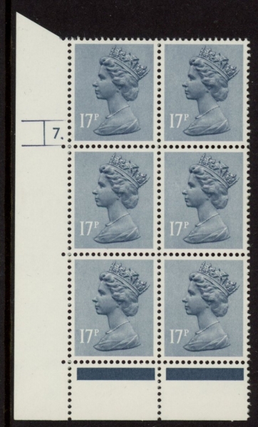 U246 (x952) Harrison 17p grey blue (FCP) PVAD. cyld. 7 dot U/M (MNH) U246 (x952) Harrison 17p grey blue (FCP) PVAD. cyld. 7 dot U/M (MNH)