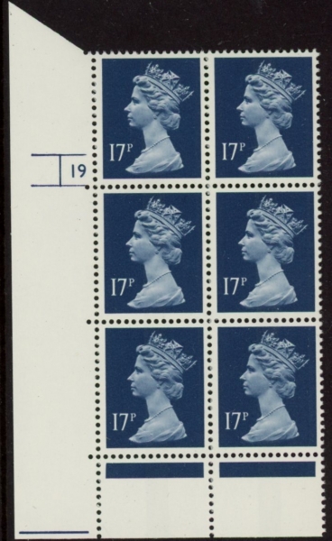 U251 (x910) Harrison 17p CB deep blue (FCP) PVAD. cyld.19 no dot phos 41 U/M (MNH) U251 (x910) Harrison 17p CB deep blue (FCP) PVAD. cyld.19 no dot phos 41 U/M (MNH)