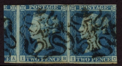 SG.14f 2d blue Pair Letters 'IB IC' 12 in MX fine used. SG.14f 2d blue Pair Letters 'IB IC' 12 in MX fine used.