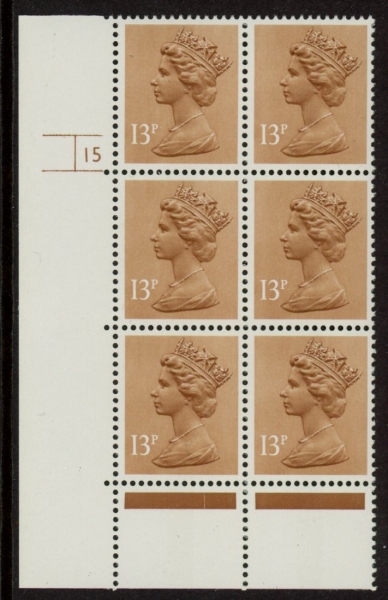 U218 (x900) Harrison 13p CB pale chestnut. (FCP) PVAD. cyld.15 no dot phos.41 U/M (MNH) U218 (x900) Harrison 13p CB pale chestnut. (FCP) PVAD. cyld.15 no dot phos.41 U/M (MNH)