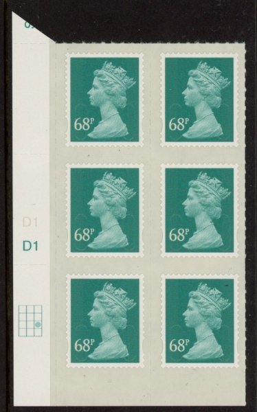 U2926 68p deep turquoise green M11L cyld. D1 grid position R3 C3 DLR U/M (MNH) U2926 68p deep turquoise green M11L cyld. D1 grid position R3 C3 DLR U/M (MNH)