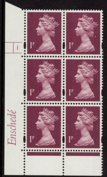 Y1667 (U69A) 1p crimson. Enschedé. 2mm varnished bands PVA White back. Cyld. 1 no dot. blue fluor U/M (MNH) Y1667 (U69A) 1p crimson. Enschedé. 2mm varnished bands PVA White back. Cyld. 1 no dot. blue fluor U/M (MNH)