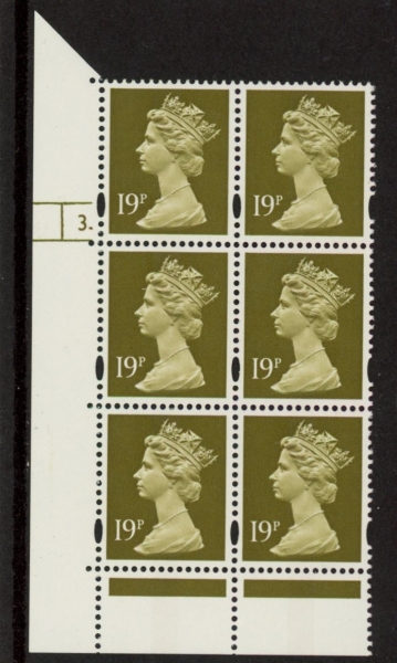 Y1682 (U263) 19p CB bistre Harrison Cyl. 3 dot phos 41 yellow fluor. U/M (MNH) Y1682 (U263) 19p CB bistre Harrison Cyl. 3 dot phos 41 yellow fluor. U/M (MNH)