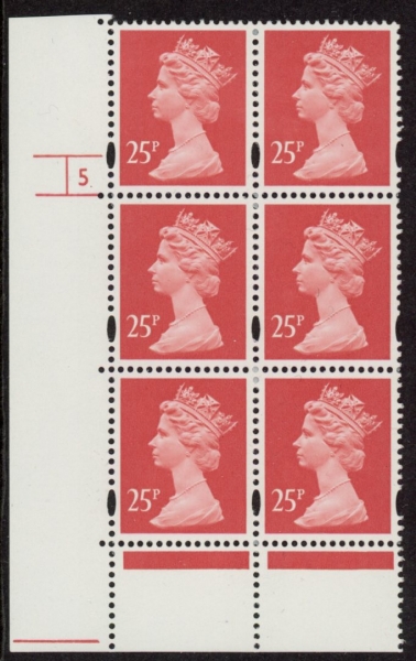 Y1690 (U291) 25p rose-red. 2B. Harrison Cyld. 5 no dot. Phos 43 PVAD Blue Fluor. U/M (MNH) Y1690 (U291) 25p rose-red. 2B. Harrison Cyld. 5 no dot. Phos 43 PVAD Blue Fluor. U/M (MNH)