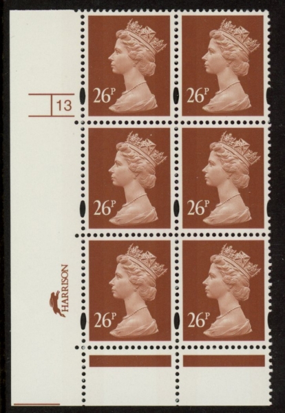 Y1691 (U301B) 26p red brown Harr/DLR Cyl.13 no dot phos 47 blue fluor. U/M (MNH) Y1691 (U301B) 26p red brown Harr/DLR Cyl.13 no dot phos 47 blue fluor. U/M (MNH)