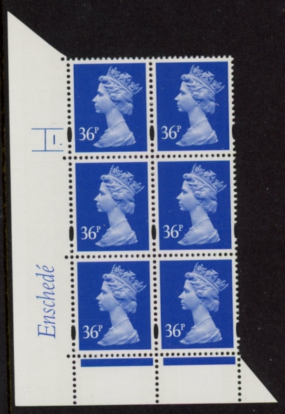 Y1702 (U357) 36p 2B Brt. Ultramarine Enschede Cyl.1dot yellow fluor. 4mm varnished bands. U/M (MNH) Y1702 (U357) 36p 2B Brt. Ultramarine Enschede Cyl.1dot yellow fluor. 4mm varnished bands. U/M (MNH)