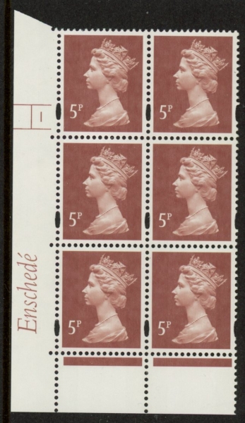 Y1670 (U140D) 5p dull red-brown 2B Enschedé Cyl. 1 no dot blue fluor PVA(white).U/M (MNH) Y1670 (U140D) 5p dull red-brown 2B Enschedé Cyl. 1 no dot blue fluor PVA(white).U/M (MNH)