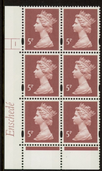 Y1670 (U140C) 5p dull red-brown 2B Enschedé Cyl. 1 no dot blue fluor PVA (bluish).U/M (MNH) Y1670 (U140C) 5p dull red-brown 2B Enschedé Cyl. 1 no dot blue fluor PVA (bluish).U/M (MNH)