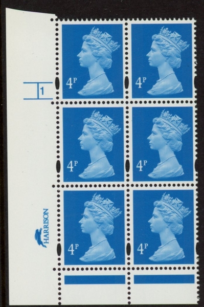 Y1669 (U132E) 4p new blue 2B Harr/DLR Cyl. 1 no dot Phos 45 blue fluor PVA (bluish).U/M (MNH) Y1669 (U132E) 4p new blue 2B Harr/DLR Cyl. 1 no dot Phos 45 blue fluor PVA (bluish).U/M (MNH)
