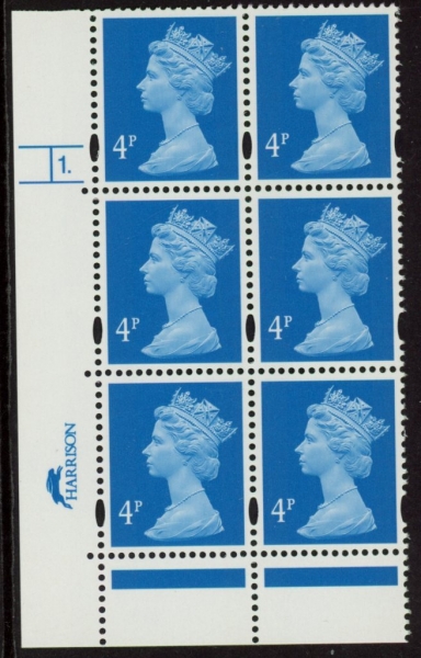Y1669 (U132E) 4p new blue 2B Harr/DLR Cyl. 1 dot Phos 45 blue fluor PVA (bluish).U/M (MNH) Y1669 (U132E) 4p new blue 2B Harr/DLR Cyl. 1 dot Phos 45 blue fluor PVA (bluish).U/M (MNH)