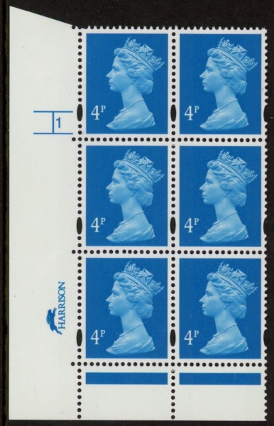 Y1669 (U132E) 4p new blue 2B Harr/DLR Cyl. 1 no dot Phos 47 blue fluor PVA (bluish).U/M (MNH) Y1669 (U132E) 4p new blue 2B Harr/DLR Cyl. 1 no dot Phos 47 blue fluor PVA (bluish).U/M (MNH)